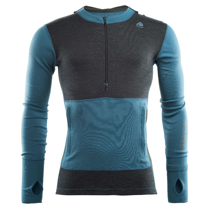 Aclima - WarmWool Hoodie W.Zip Tapestry Marengo Oliveni